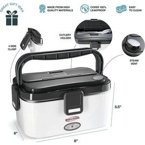 Electric Lunch Box Food Heater, Adults/ kids, 70W, 1.8L Cutlery Set, Ice Pack